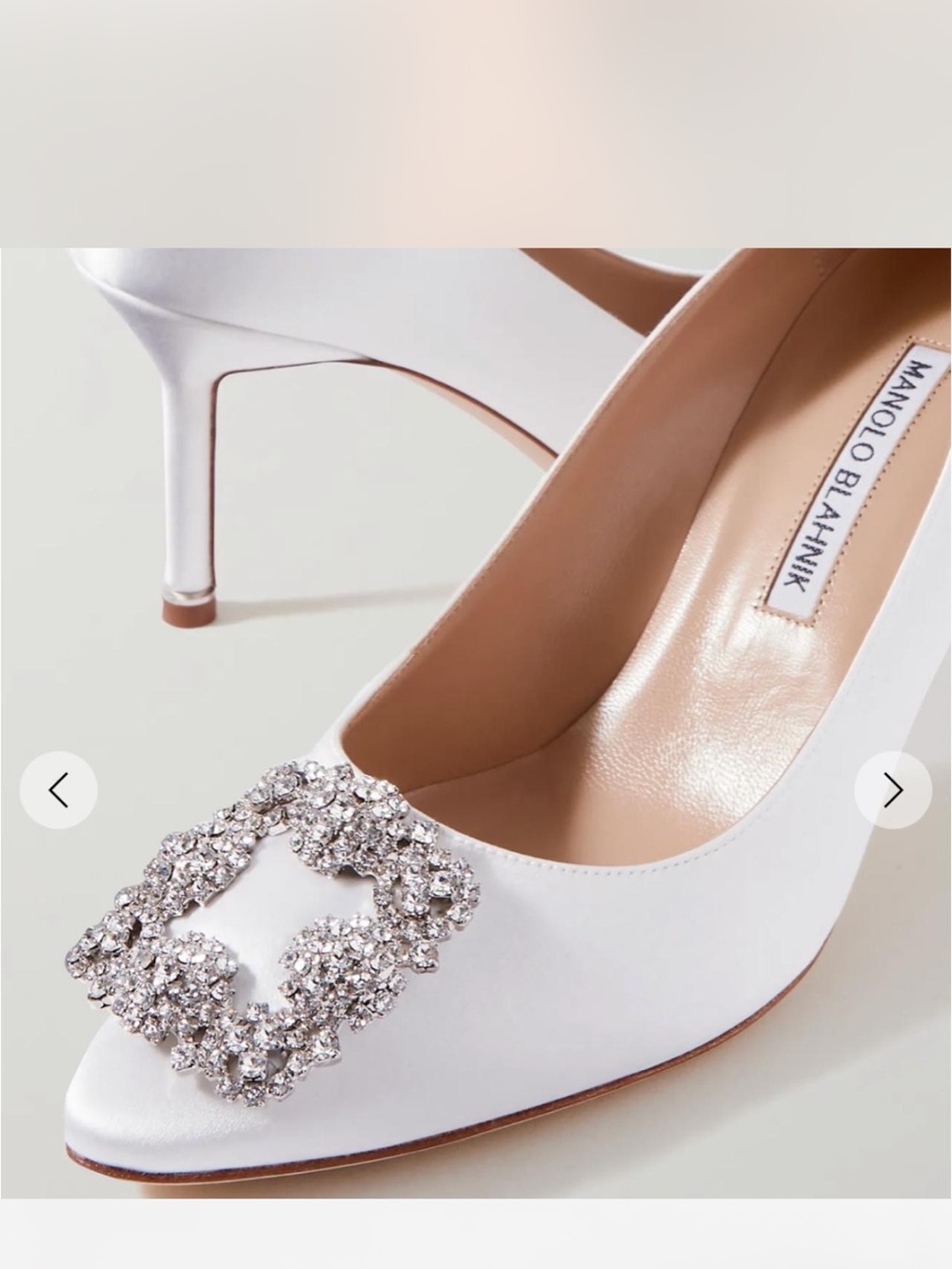 Manolo Blahnik White Crystal-Embellished Kitten Heels - Picture 2 of 5